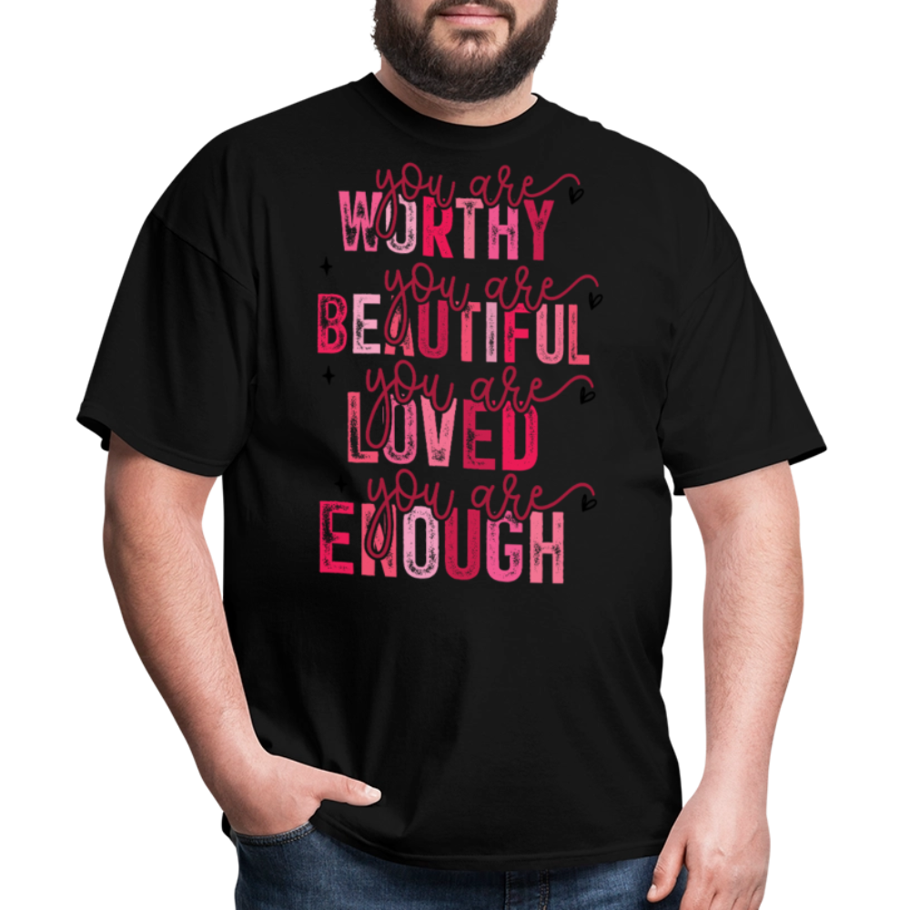 Self-Love Graphic Tee You Are Enough Motivational T-shirt - black