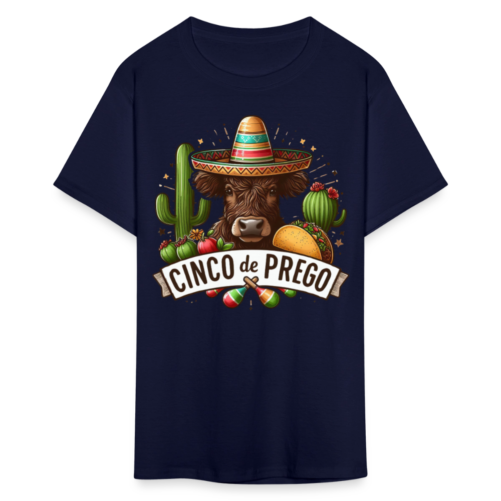 Cinco De Prego Tee  Funny Cinco De Mayo Cow T-shirt - navy