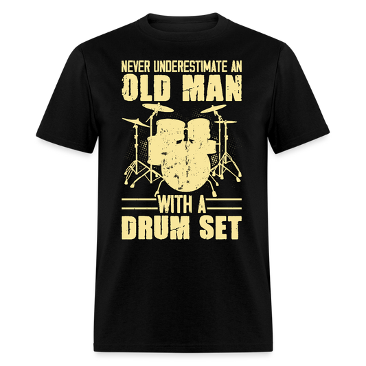Funny Drummer Tee For Older Men T-Shirt - black