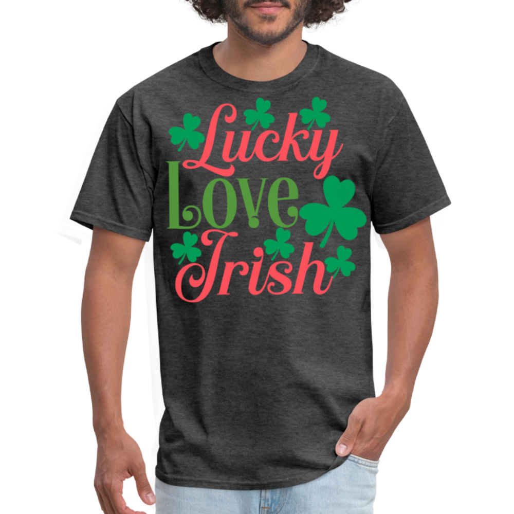 Irish Shamrock Love Lucky T-shirt - heather black