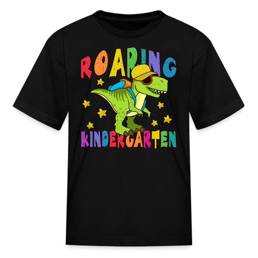 Roaring Into Kindergarten Dinosaur T-Shirt - black