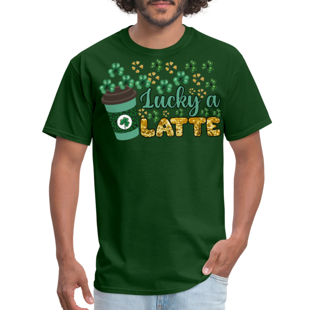 St Patrick’s Day Coffee Lucky A Latte T-shirt - forest green