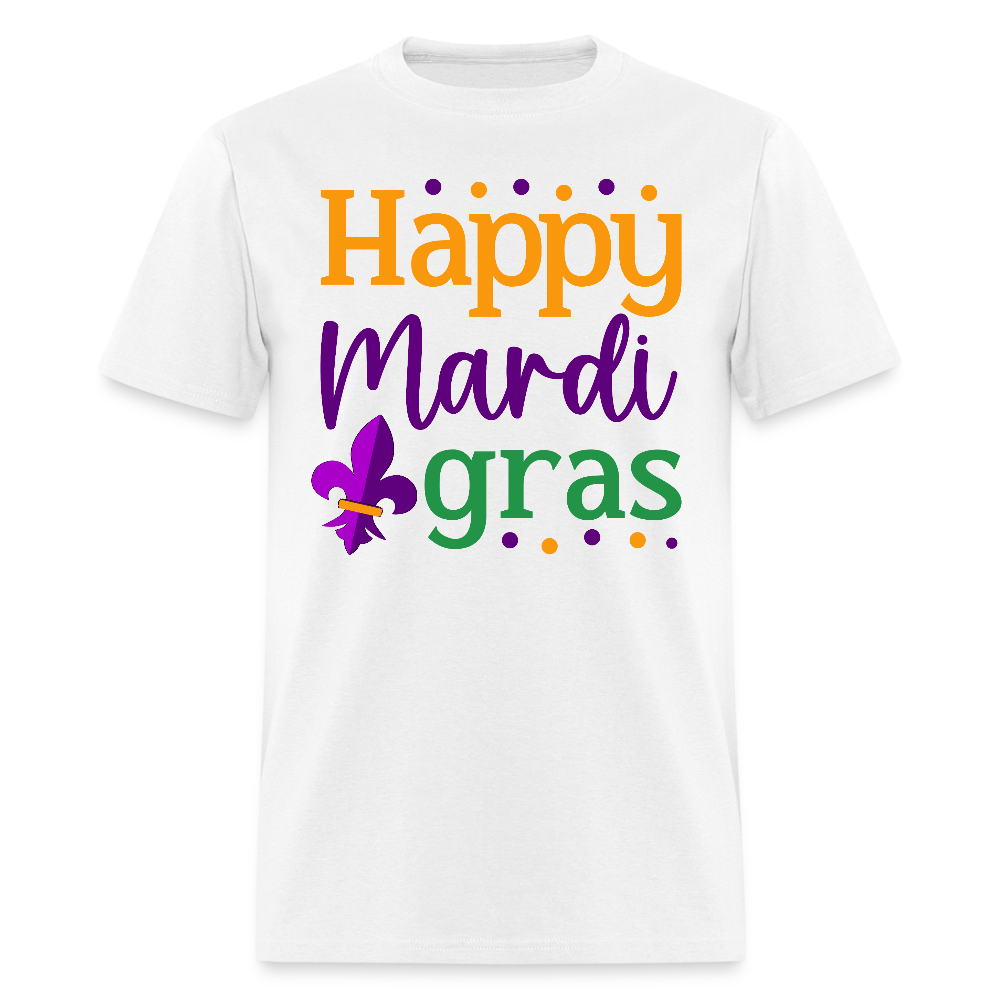 Colorful Mardi Gras Parade Tee Happy Mardi Gras T-shirt - white