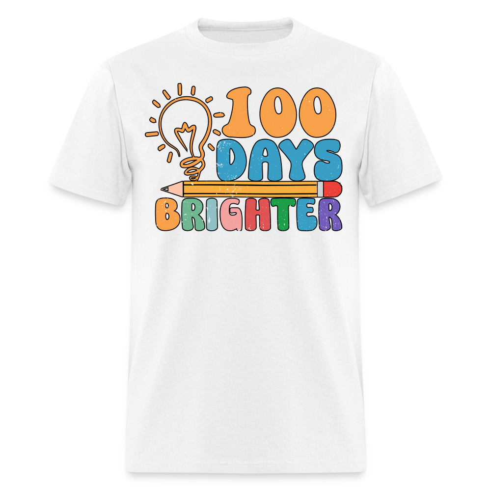 100 Days Brighter Shirt for Teachers Fun School Milestone T-Shirt - white