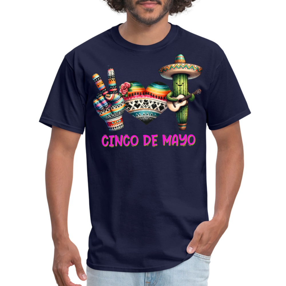 Cute Cactus Cinco de Mayo Tee Mexican-themed Party T-shirt - navy