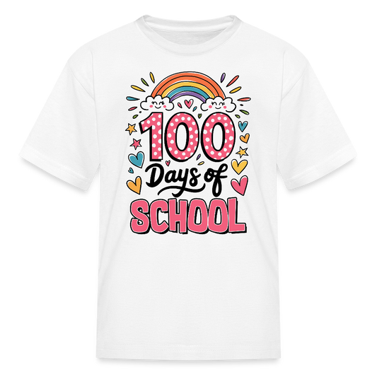 Rainbow Theme 100 Days of School Kids' T-Shirt - white