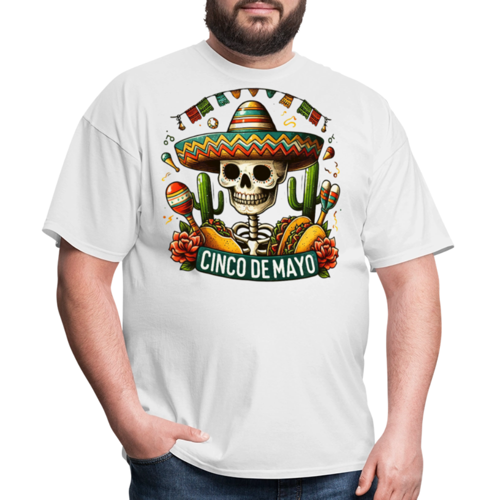 Mexican Festival Outfit Ideas Cinco de Mayo Skull T-shirt - white