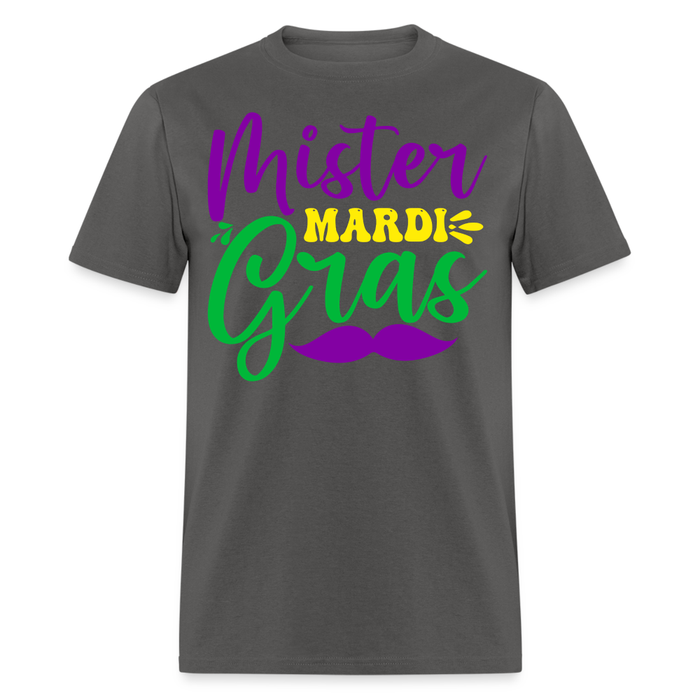 Men's Mardi Gras Graphic Tee Mister Mardi Gras Party T-Shirt - charcoal