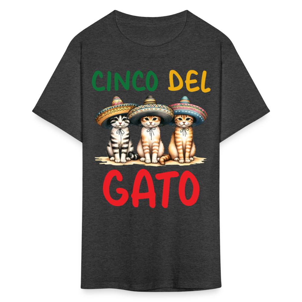 Cinco De Mayo Kitten Graphic Tee Funny Fiesta Cat T-shirt - heather black