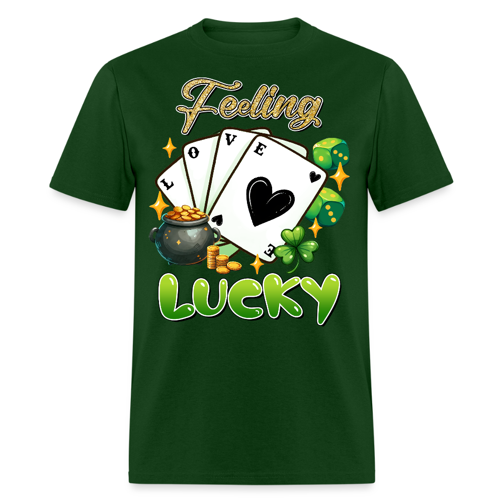 Feeling Lucky Graphic Tee Irish Luck Gambling T-shirt - forest green