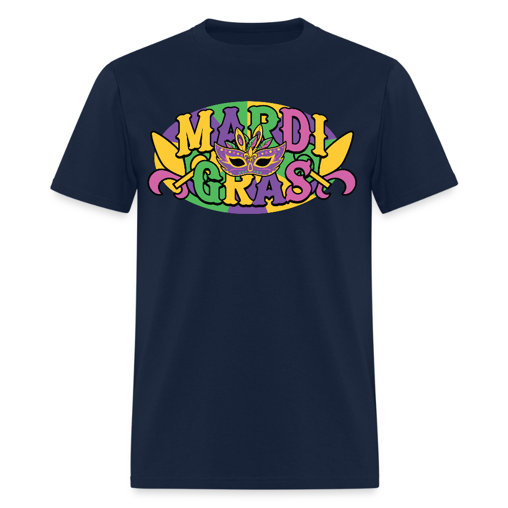 Funny Mardi Gras Festival Shirt Colorful New Orleans Party T-shirt - navy