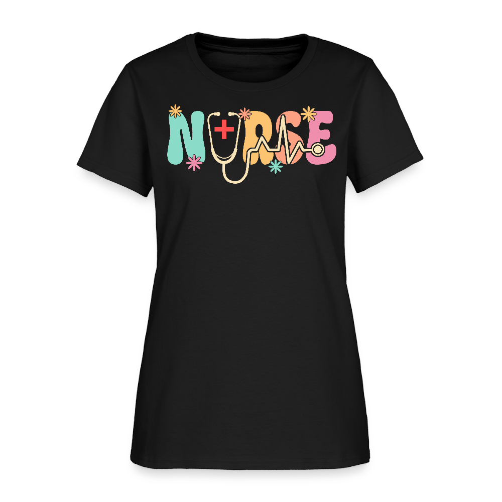 Cute Retro Nurse Women's T-Shirt - black