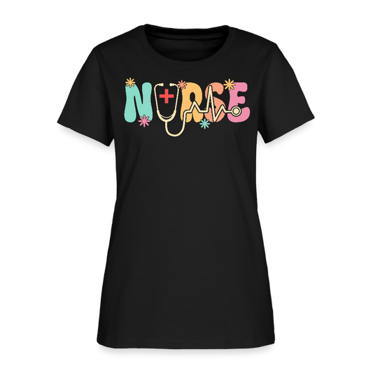 Cute Retro Nurse Women's T-Shirt - black