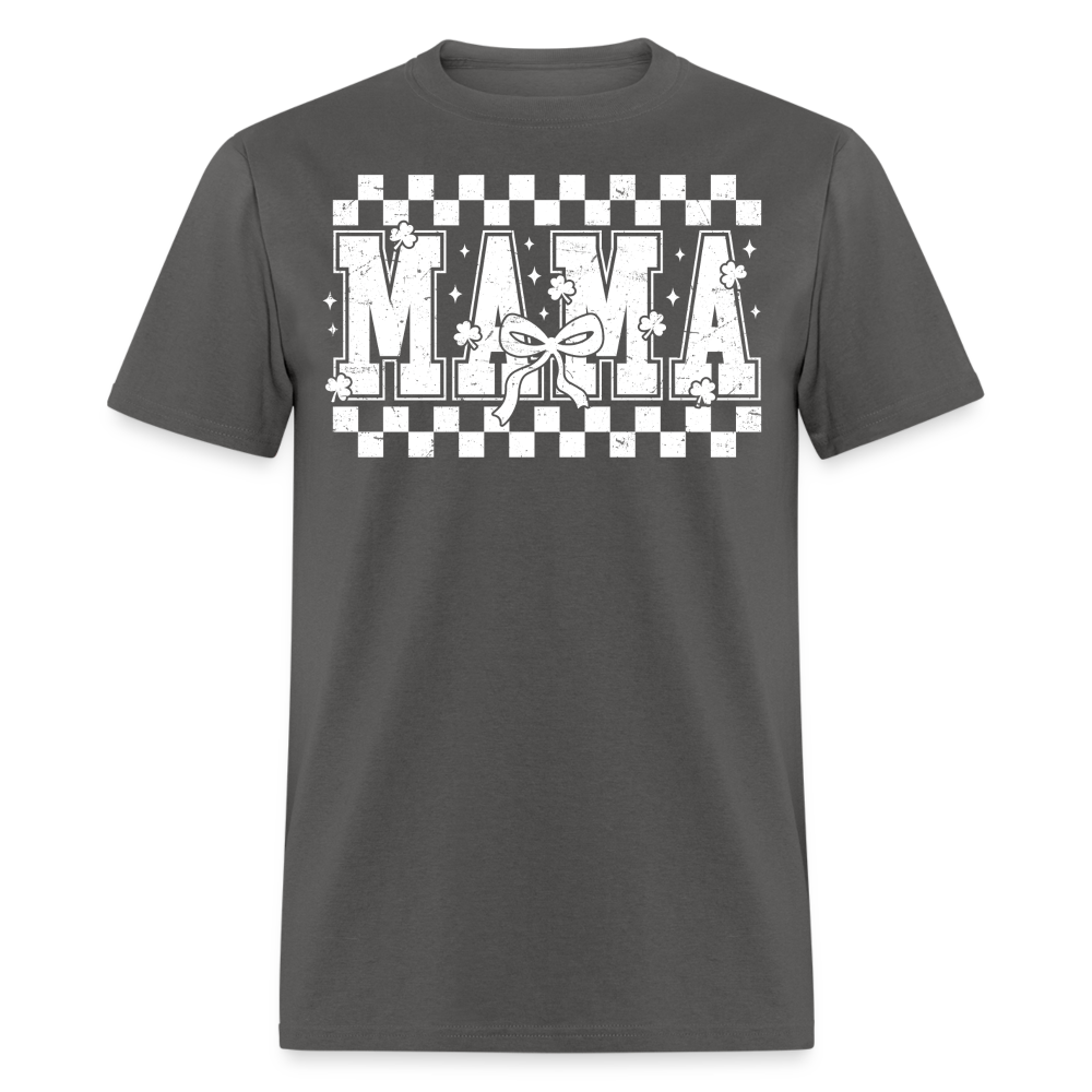 Distressed Mama Clover St. Patrick's Day Gift Tee - charcoal