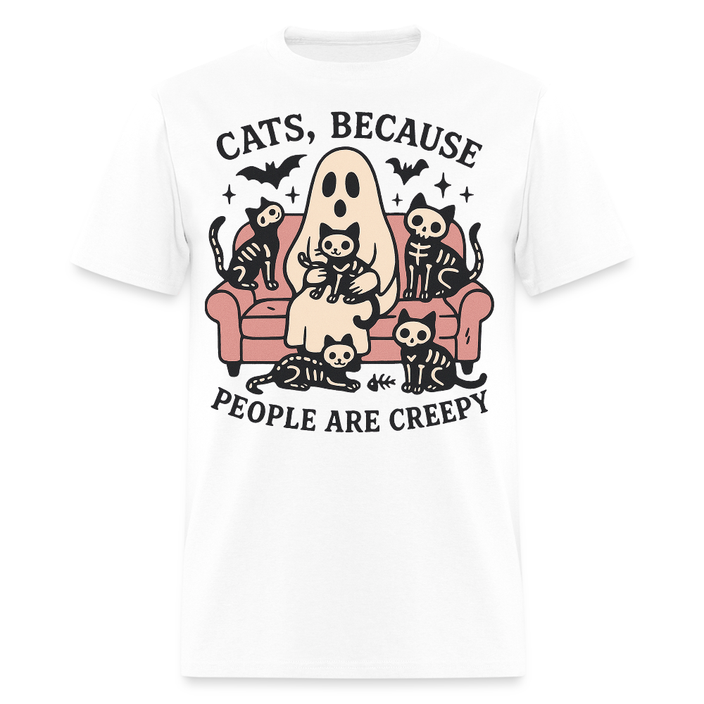 Cats Because People Are Creepy Halloween T-Shirt - white