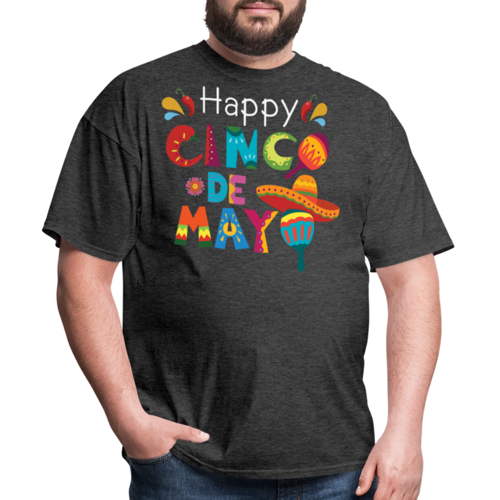 Funny Cinco De Mayo Party Outfit Colorful Mexican Fiesta T-shirt - heather black