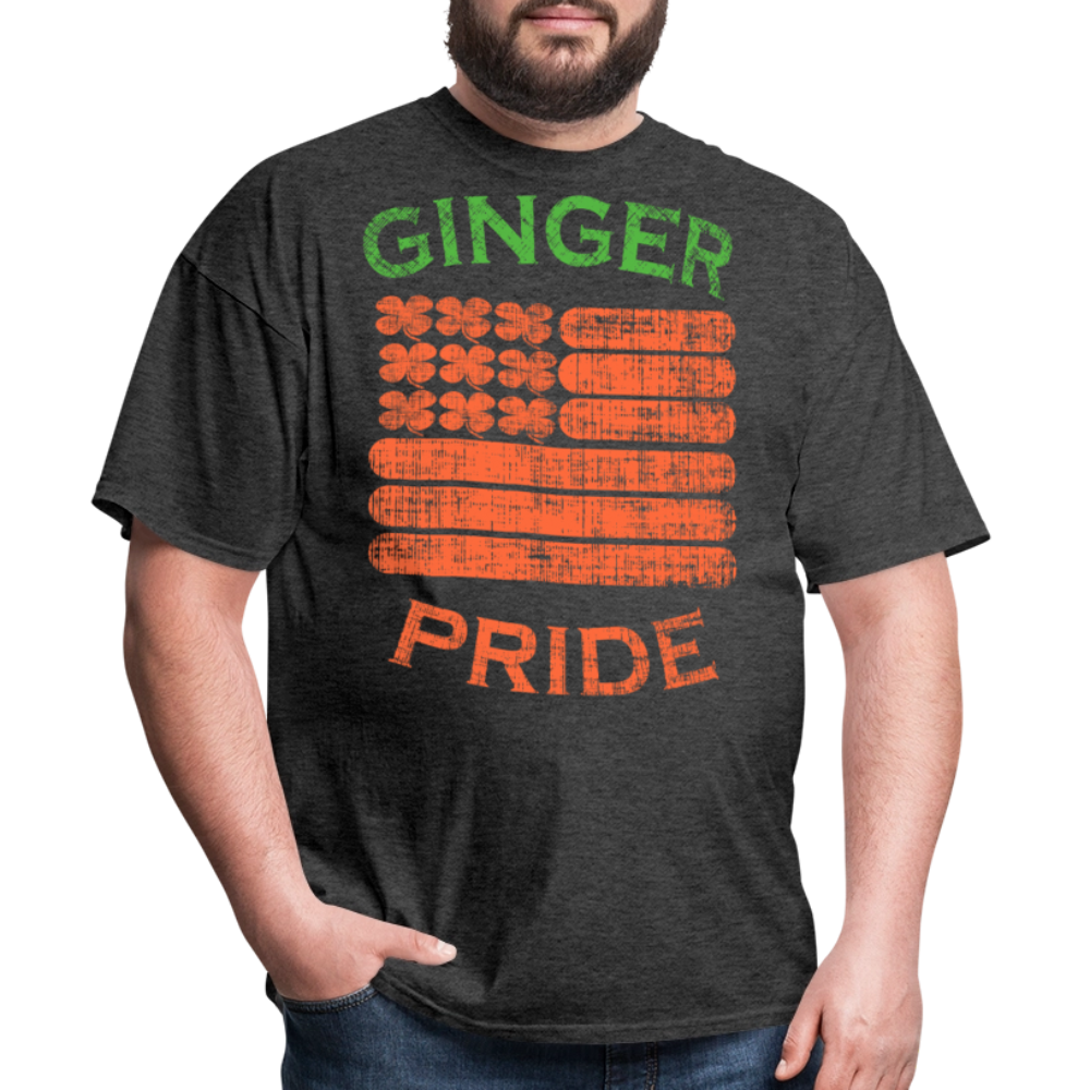 Ginger Pride American Flag Funny St Patrick’s Day  T-shirt - heather black