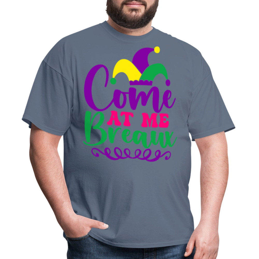 Mardi Gras Jester Hat Tee Come at me Breaux T-shirt - denim