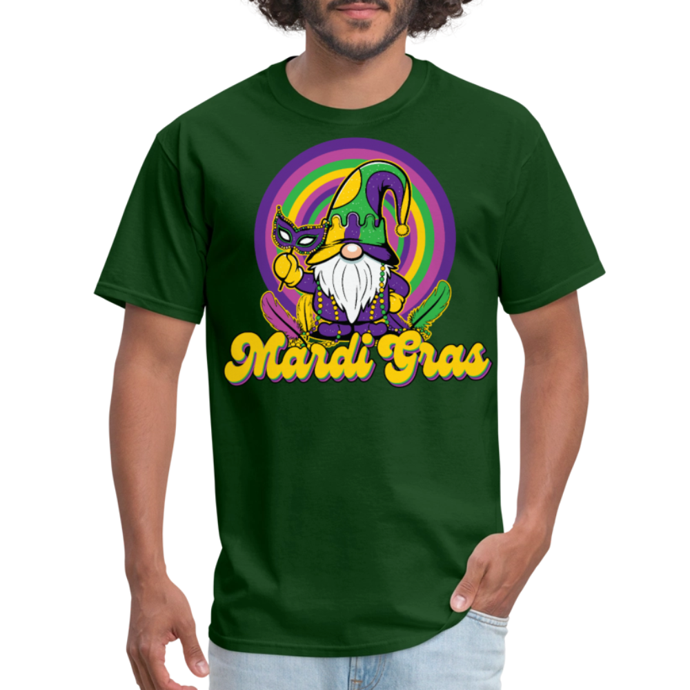 Fat Tuesday Parade Tee Mardi Gras Gnome T-shirt - forest green