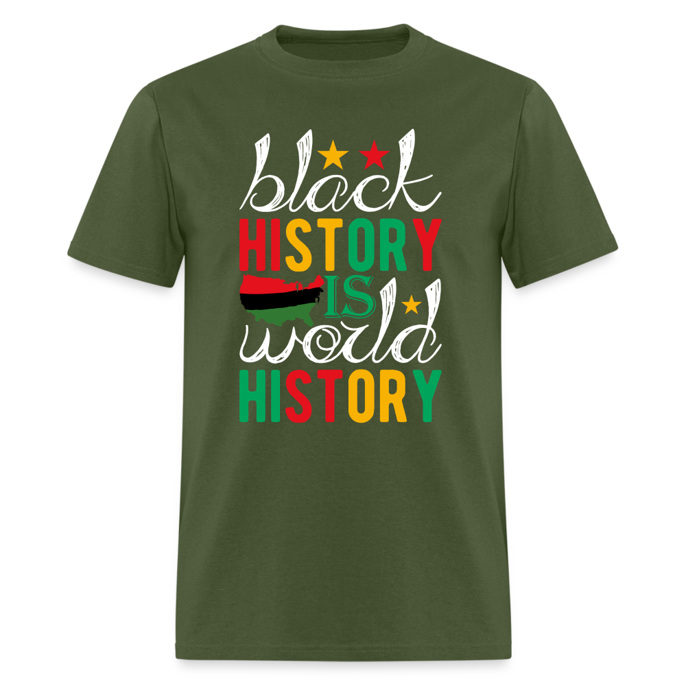 African American Heritage Tee Black History is World History T-shirt - military green