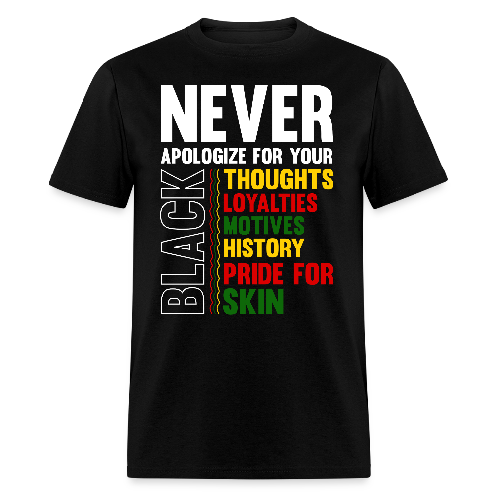 Never Apologize For Your Black Heritage Unisex T-shirt - black