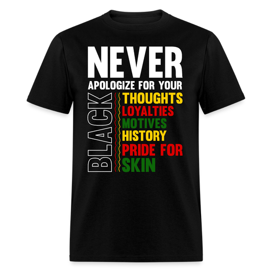 Never Apologize For Your Black Heritage Unisex T-shirt - black