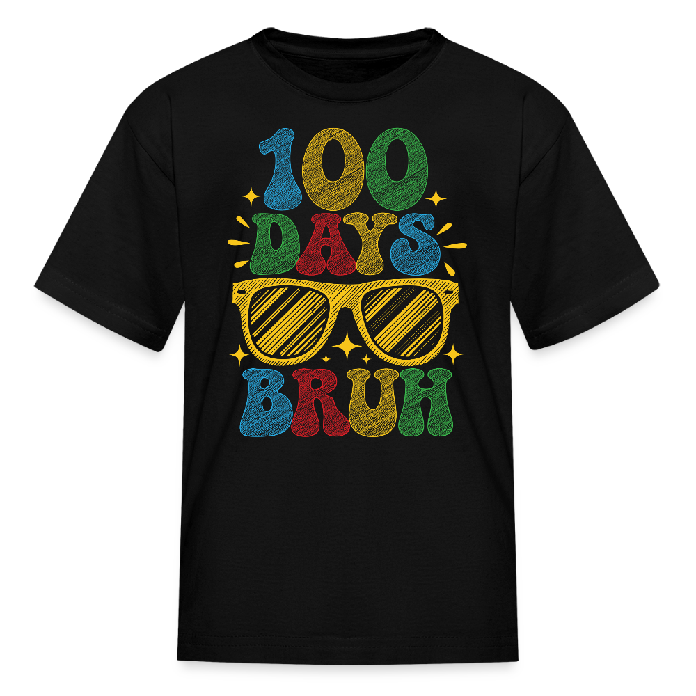 100 Days Bruh Kids Shirt Colorful 100 Days Of Learning T-Shirt - black