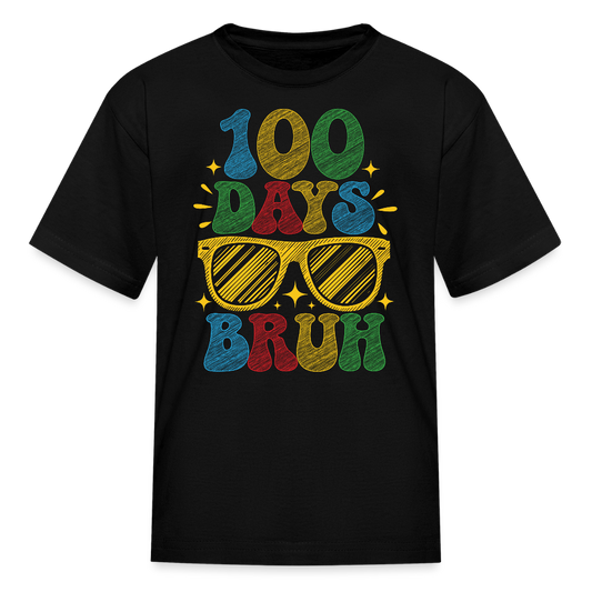 100 Days Bruh Kids Shirt Colorful 100 Days Of Learning T-Shirt - black
