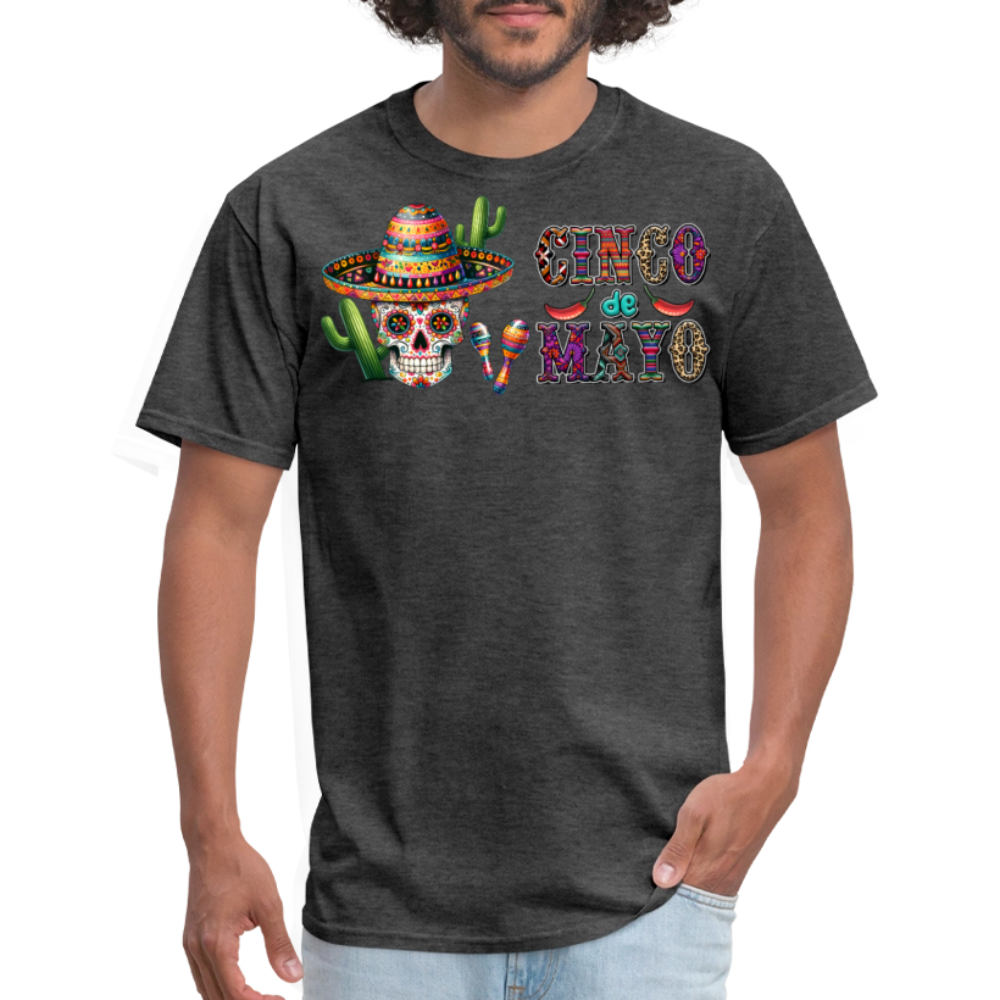 Cinco de Mayo Party Outfit Mexican Sugar Skull T-shirt - heather black