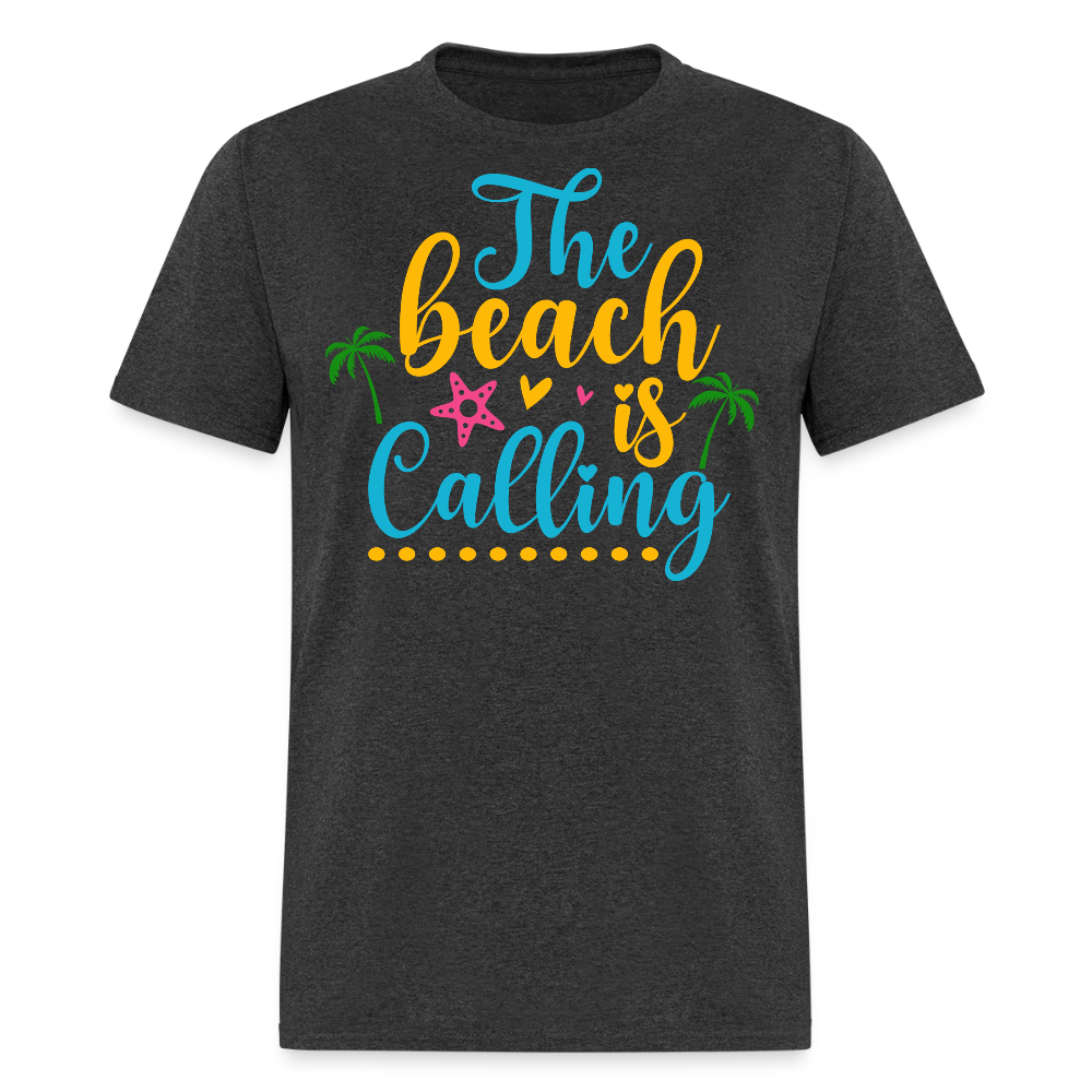 The Beach Is Calling Tropical Vacation T-shirt - heather black