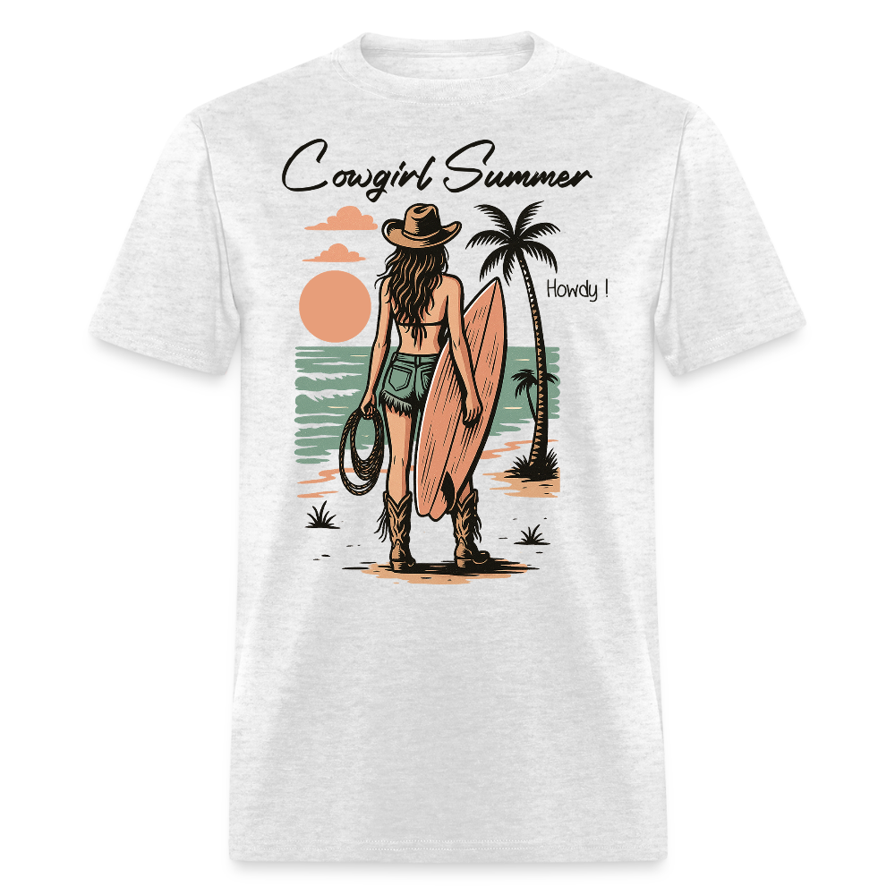 Cowgirl Summer Surf Style T-shirt - light heather gray