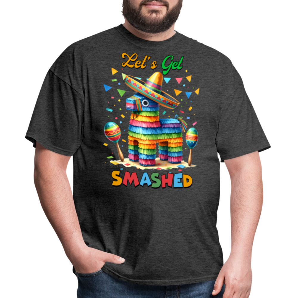 Funny Cinco De Mayo Party Shirt Let's Get Smashed Piñata T-shirt - heather black