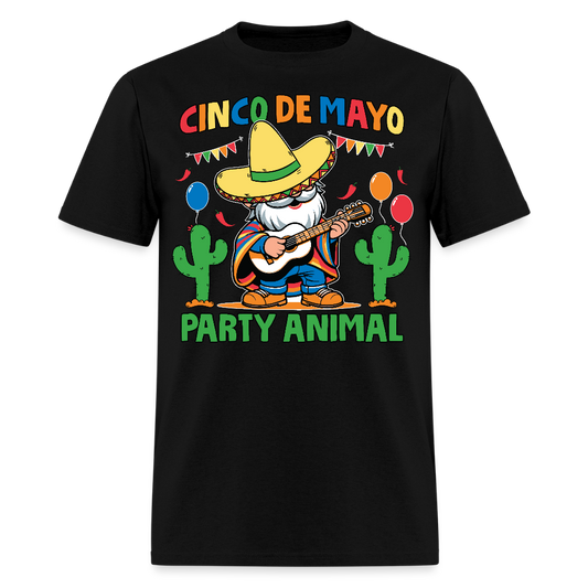 Cinco De Mayo Party Animal Funny Mexican Fiesta Gnome T-shirt - black