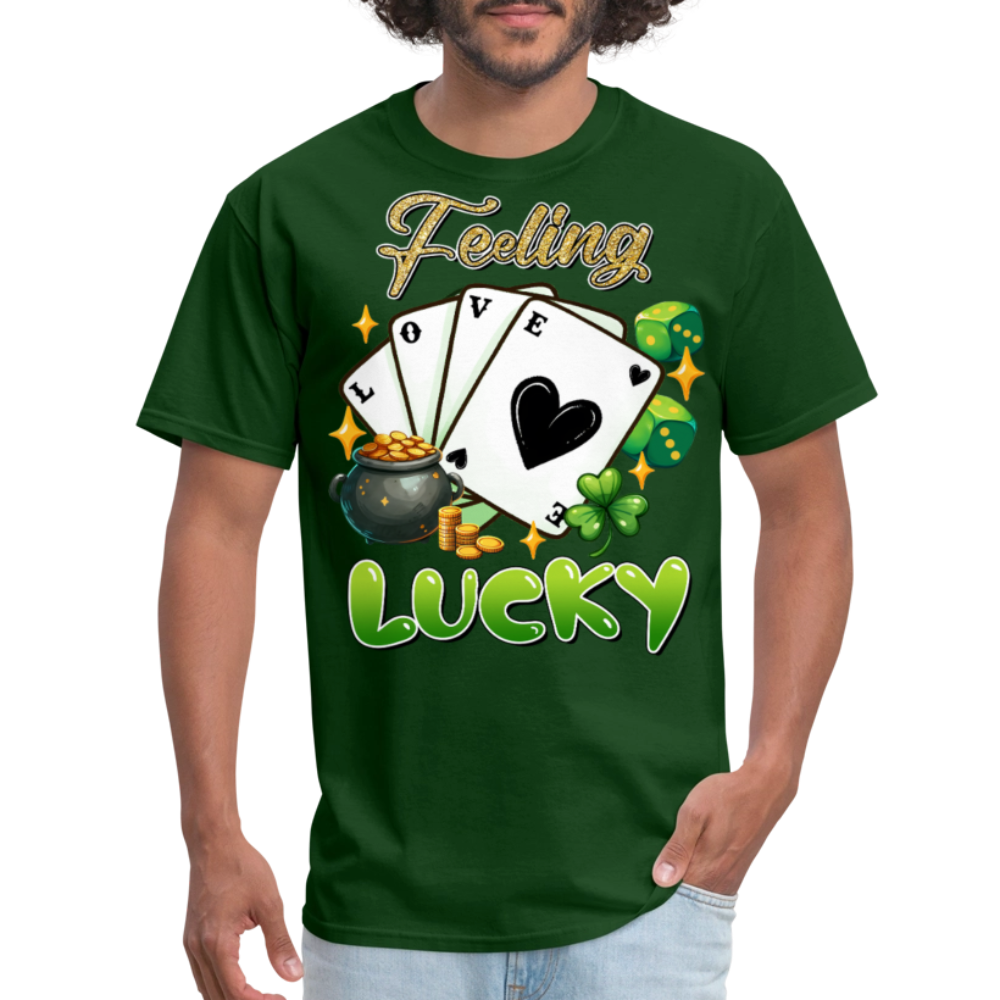 Feeling Lucky Graphic Tee Irish Luck Gambling T-shirt - forest green