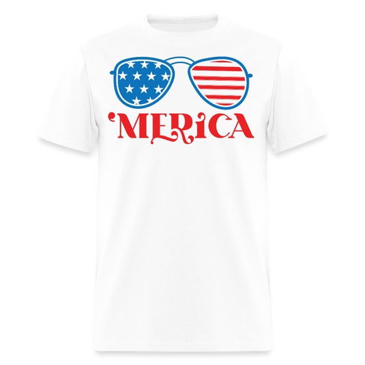 Merica Sunglasses Funny 4th Of July T-Shirt - white
