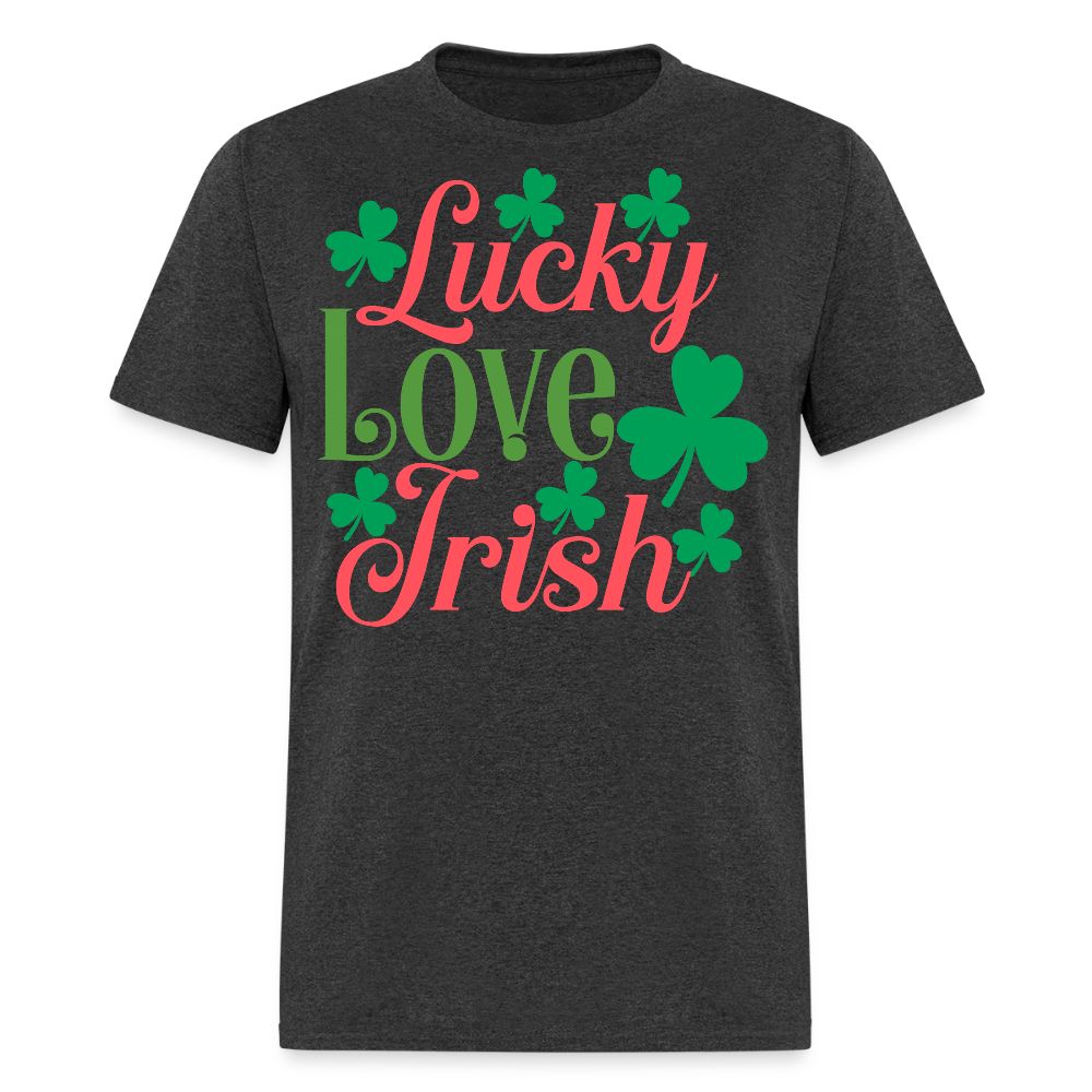 Irish Shamrock Love Lucky T-shirt - heather black