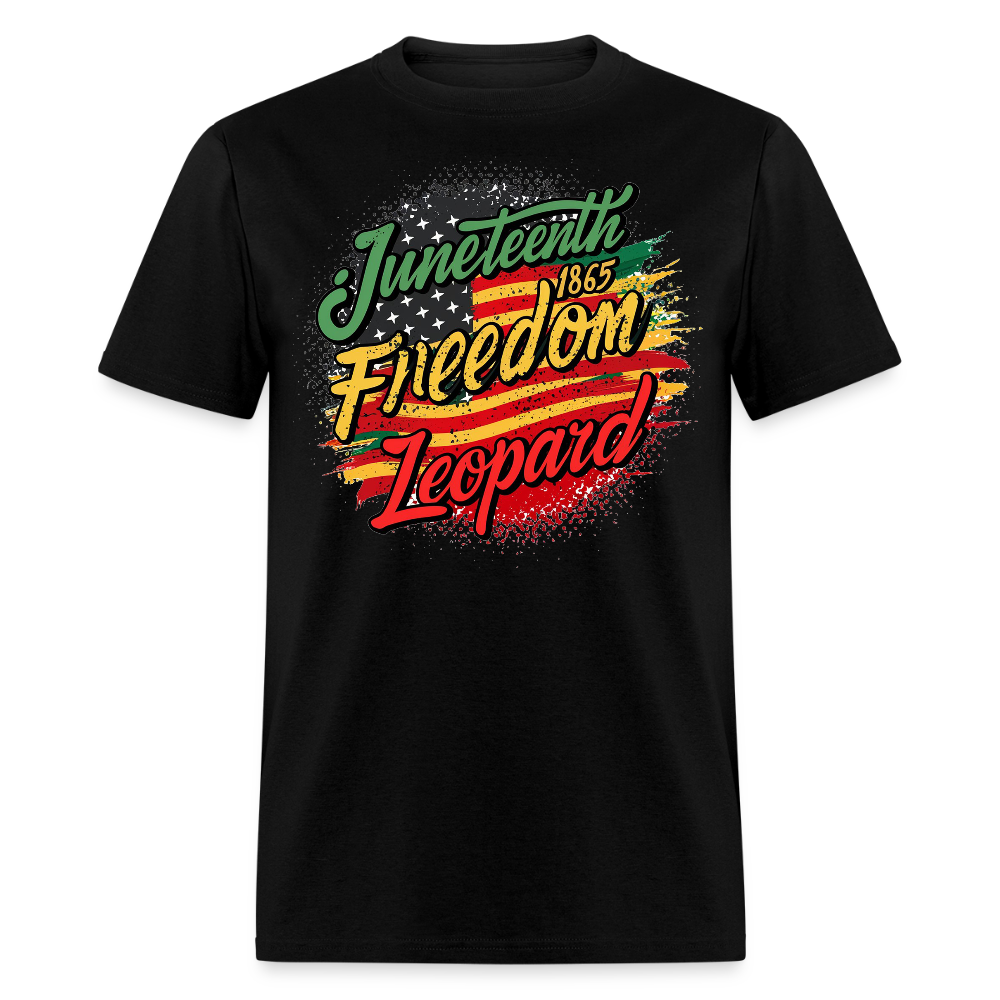 Juneteenth 1865 Freedom Day Leopard Print T-shirt - black