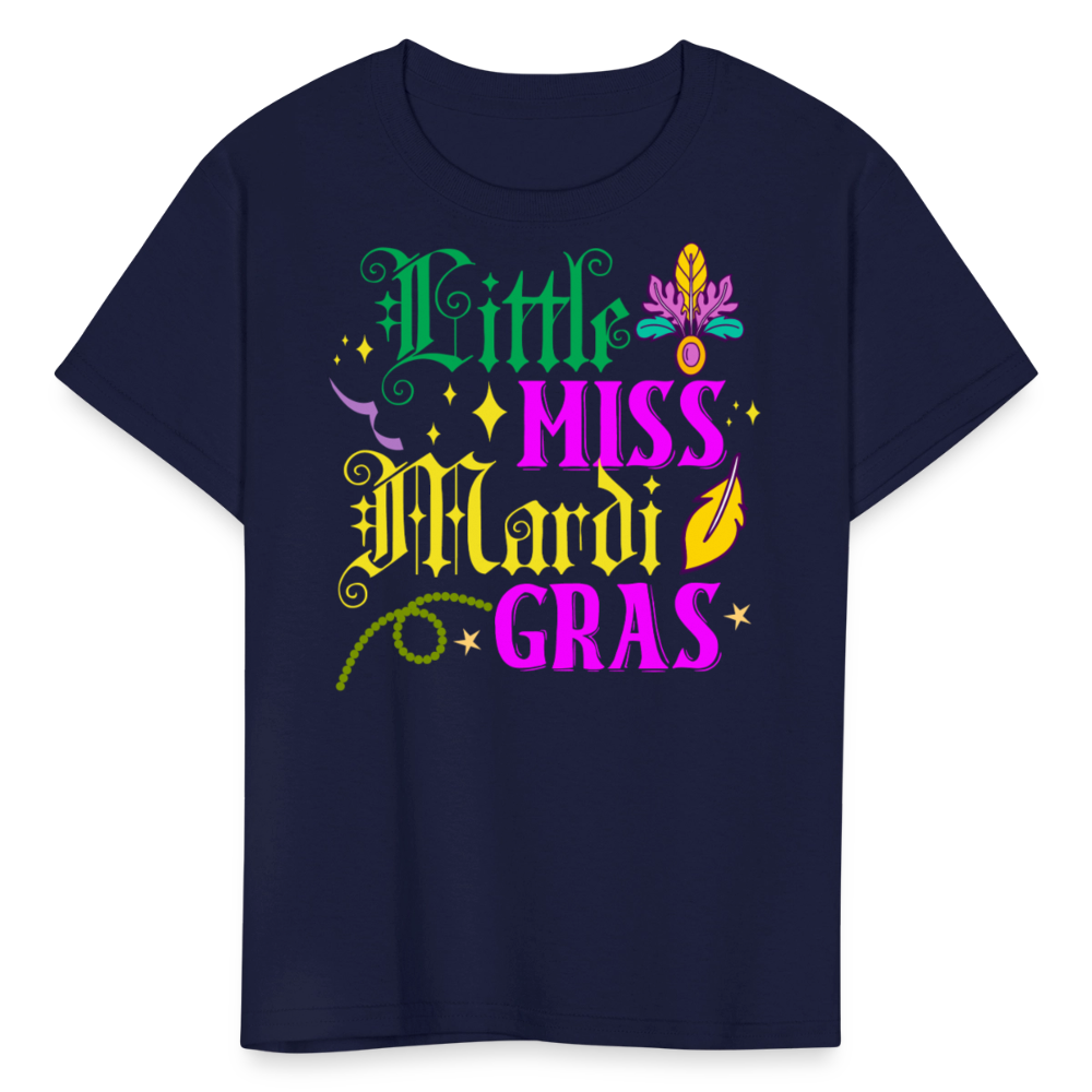 Little Miss Mardi Gras Toddler T-shirt - navy