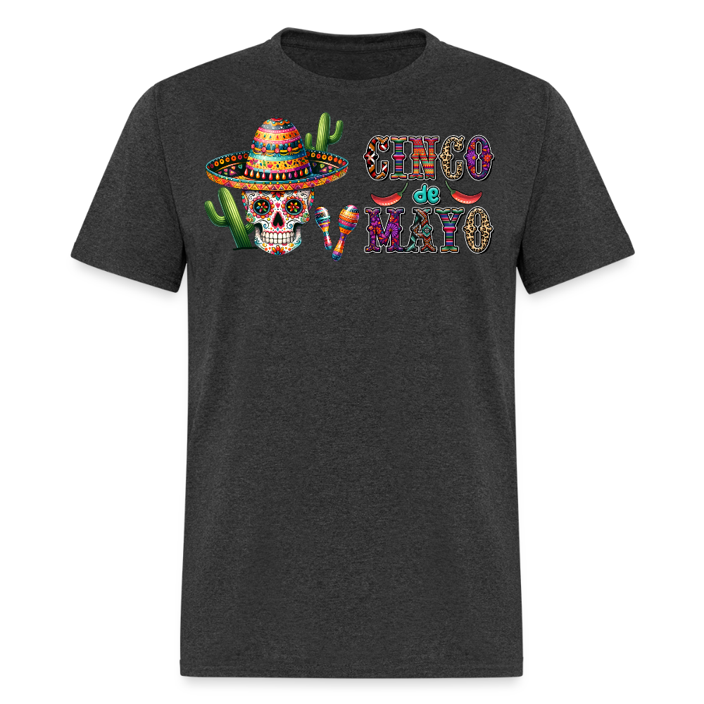 Cinco de Mayo Party Outfit Mexican Sugar Skull T-shirt - heather black