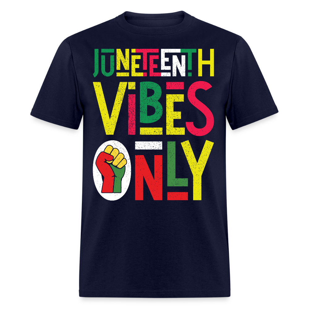 Juneteenth Vibes Only Black empowerment T-shirt - navy