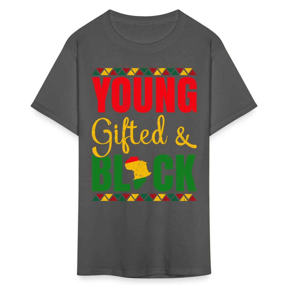 African Heritage Tee Young Gifted and Black T-Shirt - charcoal