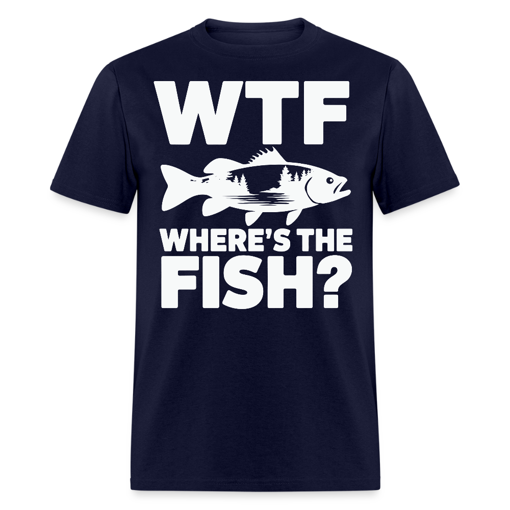 Fisherman Novelty Gift Idea WTF Fishing T-shirt - navy