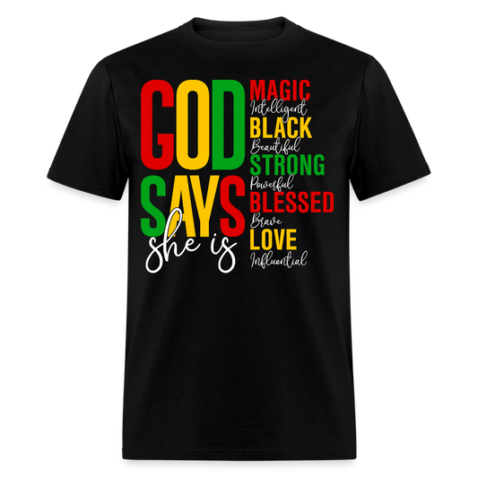 Black Girl Magic Christian Tee God Says I Am Strong T-shirt - black