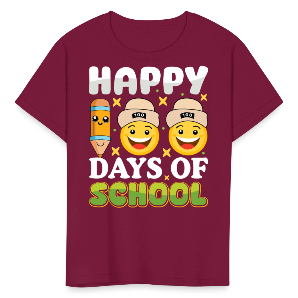 100 Days Of School Tee For Kids School Milestone Celebration T-shirt - burgundy