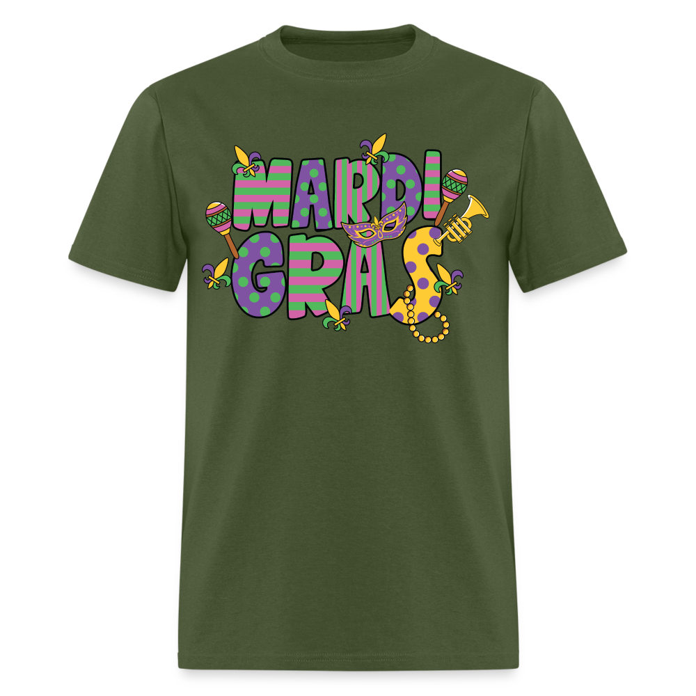 Retro-style Mardi Gras Carnival Tee New Orleans Mardi Gras Party T-shirt - military green