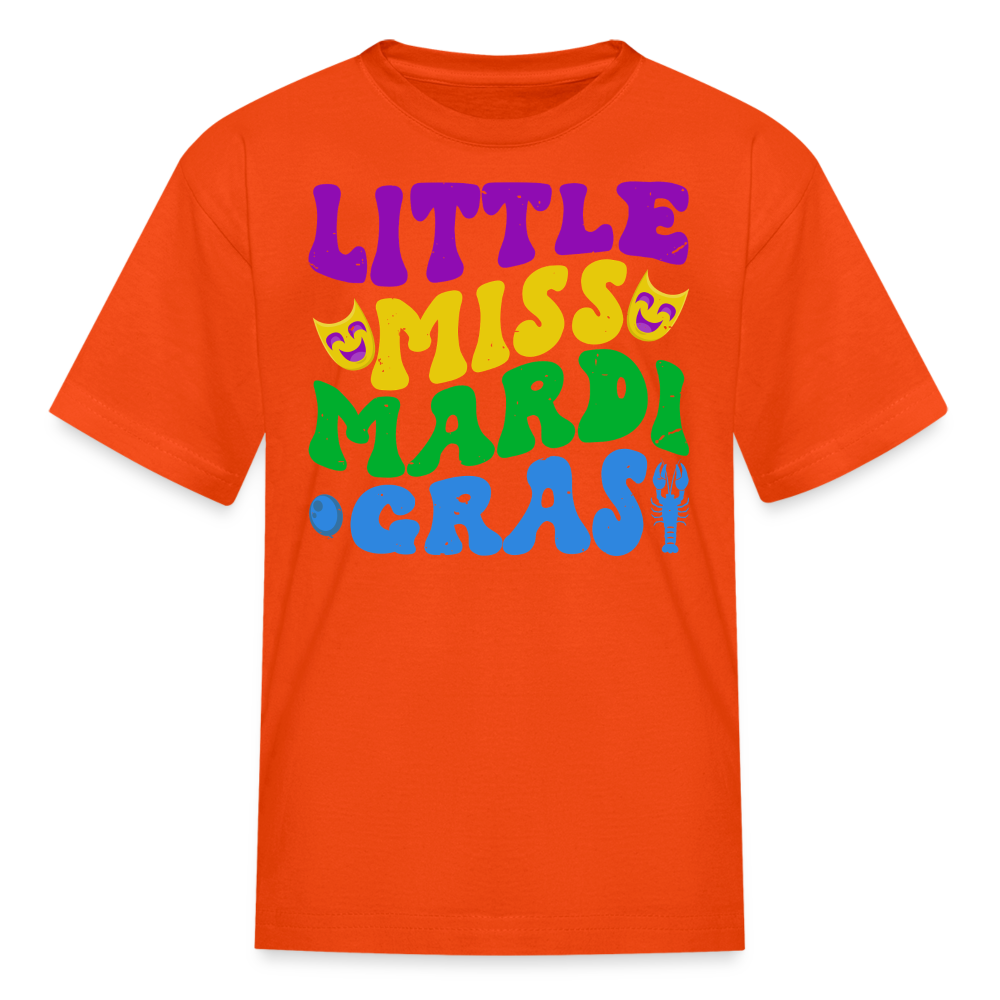 Carnival Celebration Tee Little Miss Mardi Gras T-shirt For Kids - orange