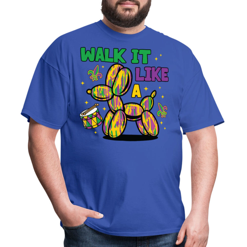 Colorful New Orleans Festival Tee Walk It Like A Mardi Gras T-shirt - royal blue