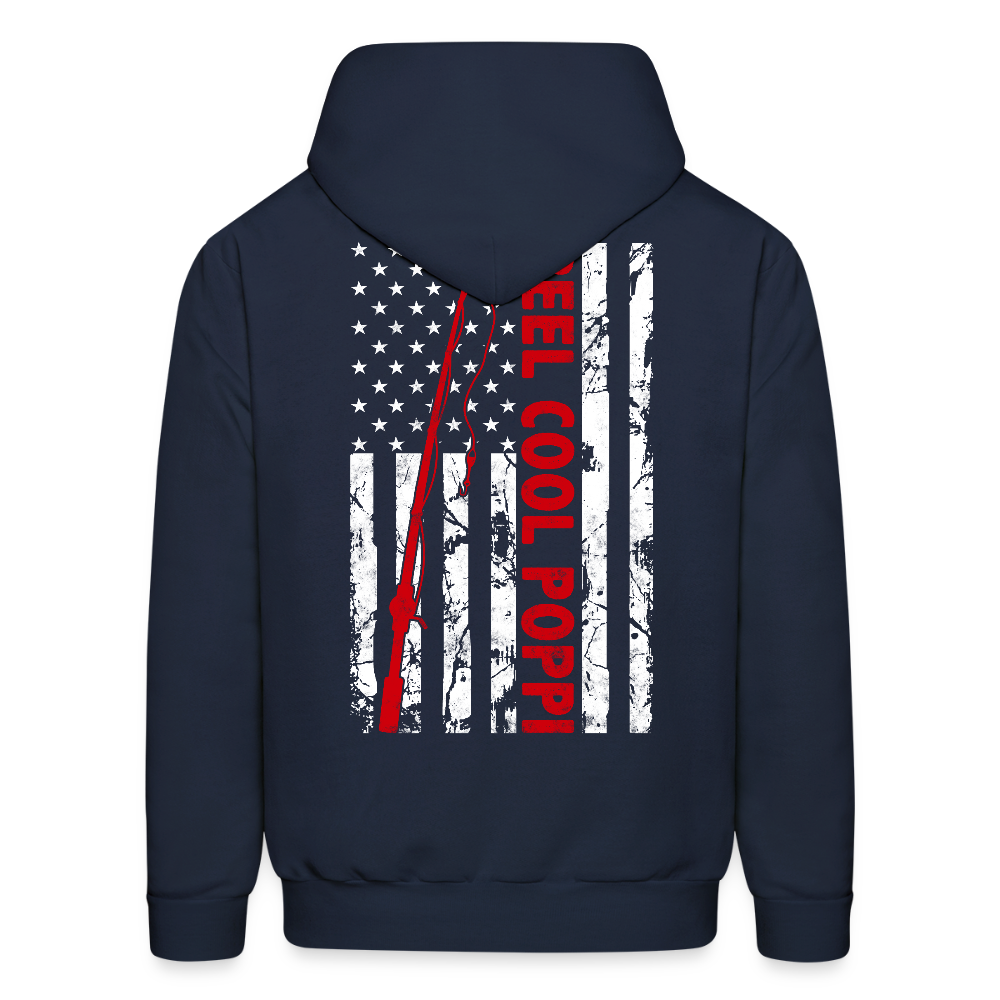 Reel Cool Poppi American Flag Patriotic Fishing Hoodie - navy