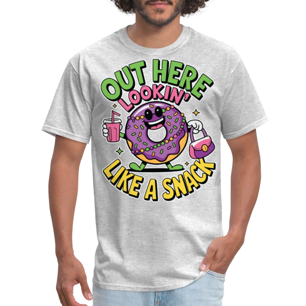 Out Here Looking Like A Snack Shirt Cool Cartoon Donut T-shirt - heather gray