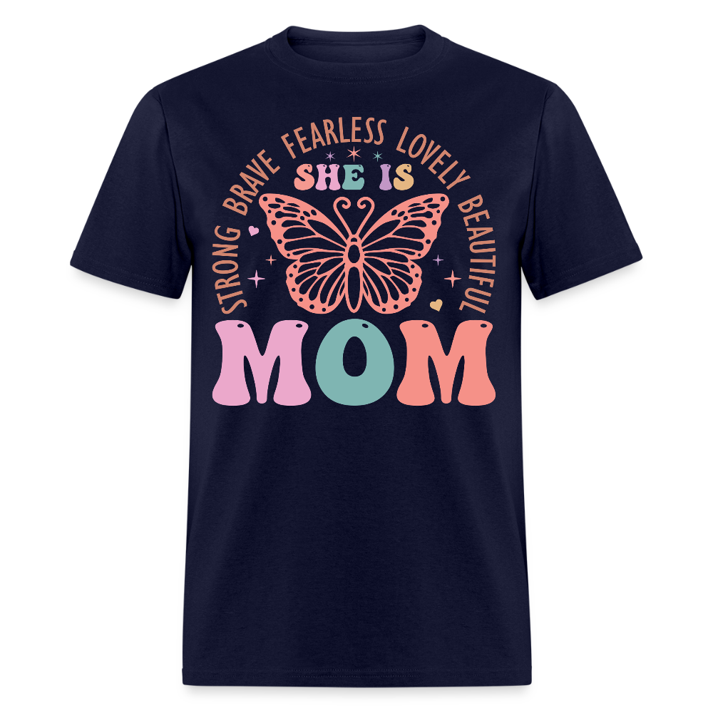 Strong Brave Beautiful Empowering Mom T-shirt - navy